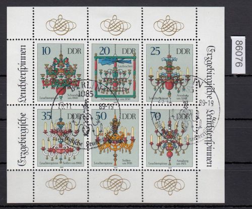 DDR 1989, Mich.-Nr.: 3289-94 gestempelt Kleinbogen rechts ndg. !!!