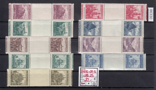 Tschechoslowakei 1936 **/* 351-356 + 375+376  ZS  Zwischenstegpaar