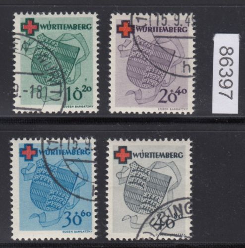 Alliierte Franz. Zone Württemberg Mi. Nr. 40-43 A gestempelt + gummi  geprüft