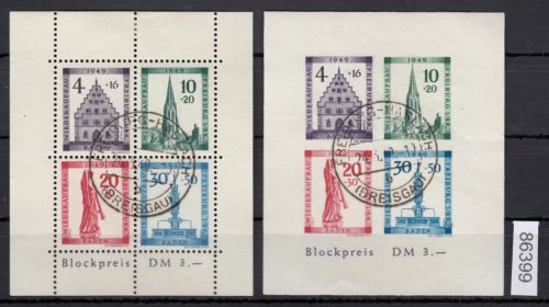 Alliierte Franz. Zone Baden Mi. Nr. 38-41 Block 1 A/B gestempelt geprüft