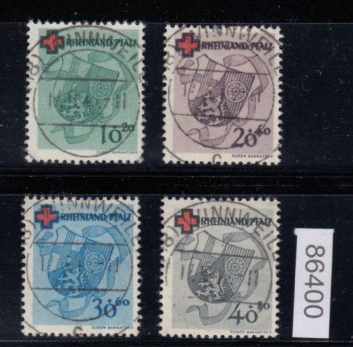 Alliierte Franz. Zone Rheinland Pfalz Mi. Nr. 42-45 A gestempelt  geprüft