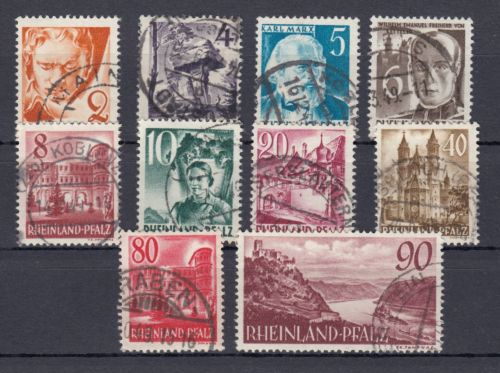 Alliierte Franz. Zone Rheinland Pfalz Mi. Nr. 32-41 gestempelt  geprüft