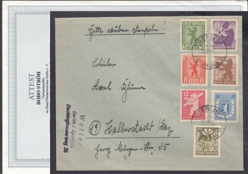 SBZ  1945 Mi.-Nr.:   1-7 B gestempelt   geprüft  Attest
