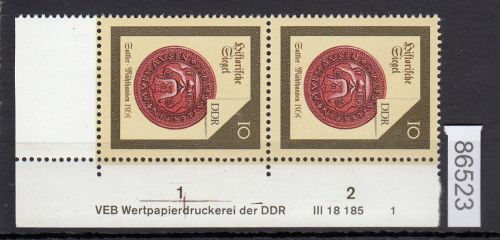 DDR 1988, Mich.-Nr.: 3156  ** DV FN 1   Eckrand  Druckvermerk