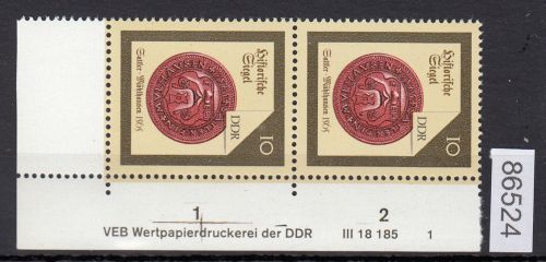 DDR 1988, Mich.-Nr.: 3156  ** DV FN 1   Eckrand  Druckvermerk