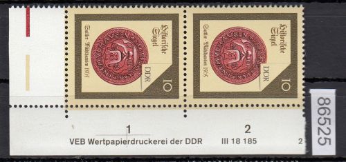 DDR 1988, Mich.-Nr.: 3156  ** DV FN 2   Eckrand  Druckvermerk
