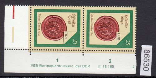DDR 1988, Mich.-Nr.: 3157  ** DV FN 2   Eckrand  Druckvermerk
