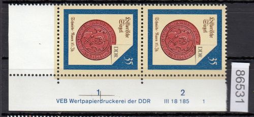 DDR 1988, Mich.-Nr.: 3158  ** DV FN 1   Eckrand  Druckvermerk
