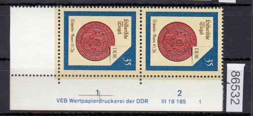 DDR 1988, Mich.-Nr.: 3158  ** DV FN 1   Eckrand  Druckvermerk