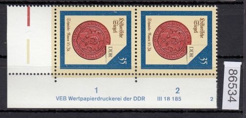 DDR 1988, Mich.-Nr.: 3158  ** DV FN 2   Eckrand  Druckvermerk