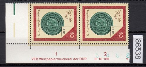 DDR 1988, Mich.-Nr.: 3159  ** DV FN 2   Eckrand  Druckvermerk