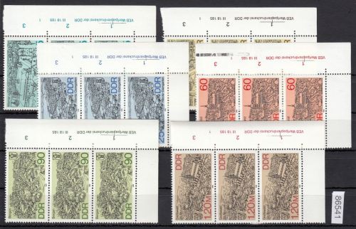 DDR 1988, Mich.-Nr.: 3161-3166  ** DV FN 1     Eckrand  Druckvermerk