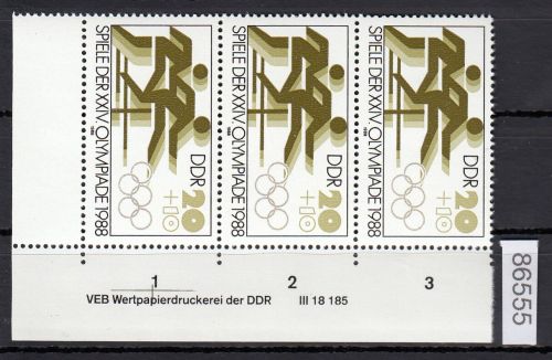 DDR 1988, Mich.-Nr.: 3185  ** DV FNr.   Eckrand  Druckvermerk