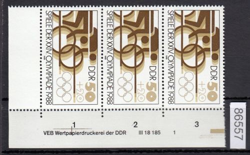 DDR 1988, Mich.-Nr.: 3188  ** DV FNr. 1   Eckrand  Druckvermerk