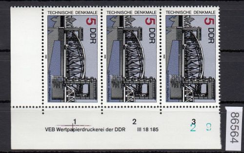 DDR 1988, Mich.-Nr.: 3203  ** DV FNr.  Eckrand  Druckvermerk
