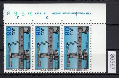 DDR 1988, Mich.-Nr.: 3207  ** DV FNr. 1  Eckrand  Druckvermerk