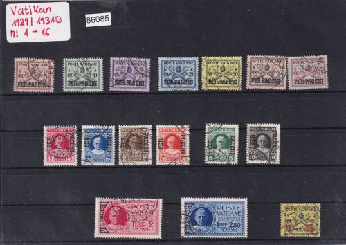 Vatikan 1929 + 1931 Mi.-Nr.: 1-16  gestempelt