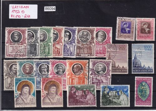 Vatikan 1953 Mi.-nr.: 190-211 gestempelt