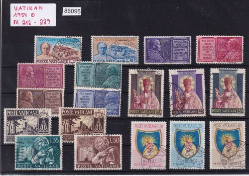 Vatikan 1954 Mi.-nr.: 212-229 gestempelt