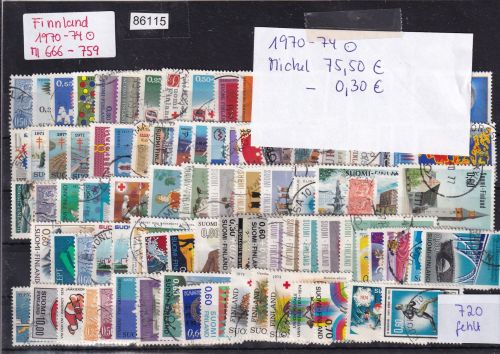Finnland 1970-74, Mich.-Nr.:  666-759 gestempelt