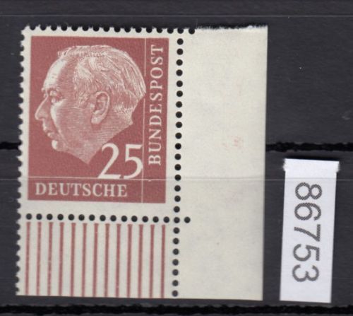 Bund 1954, Mich.-Nr.:  186 y ** Eckrand