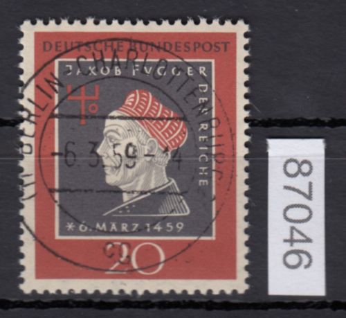 Bund 1959, Mich.-Nr.: 307 LUXUS Gestempelt+gummi Ersttag  Berlin-Charlottenburg