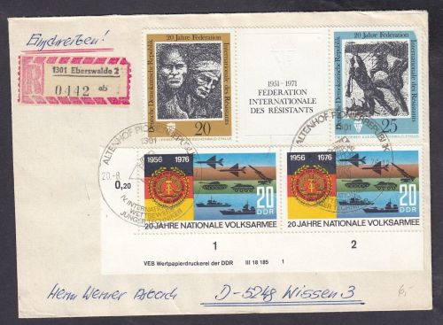 DDR 1976, Mich.-Nr.: 2117  gestempelt Brief  DV FNr. 1   Eckrand  Druckvermerk