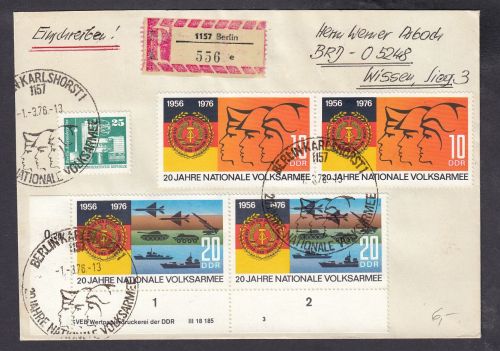 DDR 1976, Mich.-Nr.: 2117  gestempelt Brief  DV FNr. 3   Eckrand  Druckvermerk