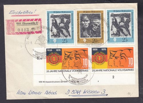 DDR 1976, Mich.-Nr.: 2116  gestempelt Brief  DV FNr. 4   Eckrand  Druckvermerk