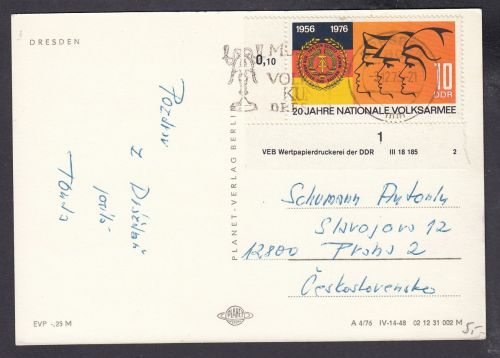 DDR 1976, Mich.-Nr.: 2116  gestempelt Brief  DV FNr. 2   Eckrand  Druckvermerk