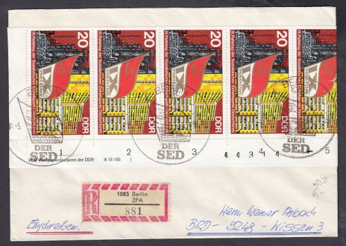 DDR 1976, Mich.-Nr.: 2124  gestempelt Brief  DV FNr. I   Eckrand  Druckvermerk