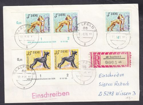 DDR 1976, Mich.-Nr.: 2159  gestempelt Brief  DV FNr. 1   Eckrand  Druckvermerk