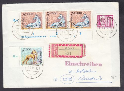 DDR 1976, Mich.-Nr.: 2160  gestempelt Brief  DV FNr. 4   Eckrand  Druckvermerk