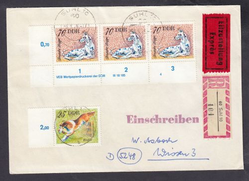 DDR 1976, Mich.-Nr.: 2160  gestempelt Brief  DV FNr. 4   Eckrand  Druckvermerk