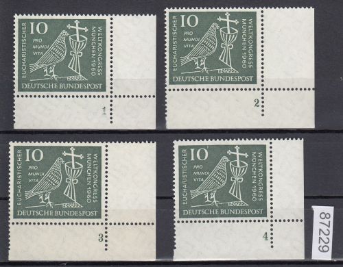 Bund 1960, Mich.-Nr.: 330 ** FN 1-4 Eckrand  FN 1  Zähnung Y