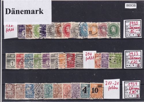 Dänemark 1930, 1933-34, Mich.-Nr.:  gestempelt  nicht Kpl.