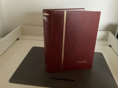 Briefmarkenalbum Einsteckalben Schaubek DIN A4 rot 64 weiße Seiten gebraucht