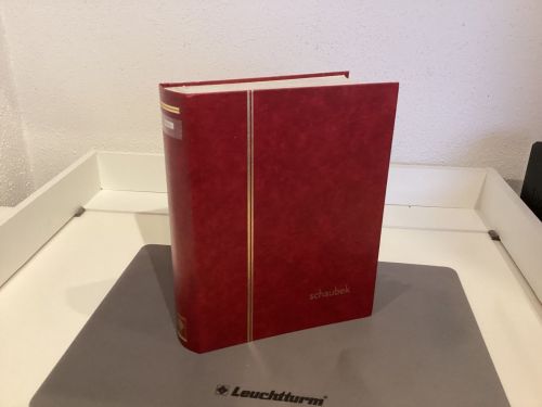 Briefmarkenalbum Einsteckalben Schaubek DIN A4 rot 64 weiße Seiten gebraucht