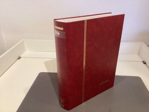 Briefmarkenalbum Einsteckalben Schaubek DIN A4 rot 64 weiße Seiten gebraucht
