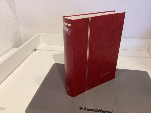Briefmarkenalbum Einsteckalben Schaubek DIN A4 rot 64 weiße Seiten gebraucht