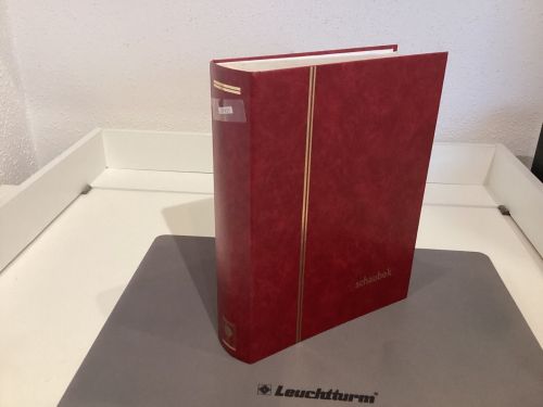 Briefmarkenalbum Einsteckalben Schaubek DIN A4 rot 64 weiße Seiten gebraucht