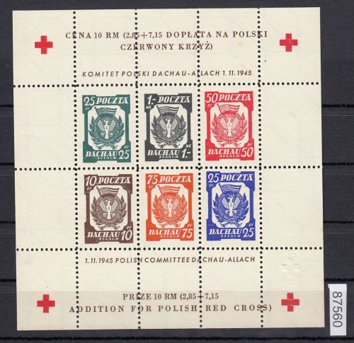 Dachau, Mich.-Nr.: Rotkreuz Block (*)   2,85 Mark mit Wz