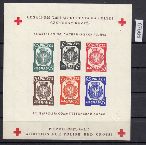 Dachau, Mich.-Nr.: Rotkreuz Block (*)   2,85 Mark mit Wz