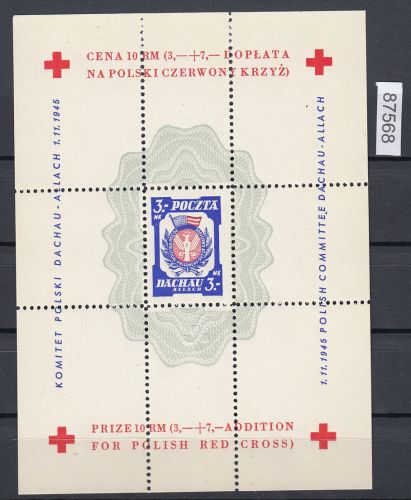 Dachau, Mich.-Nr.: Rotkreuz Block (*)   3 Mark ohne Wz