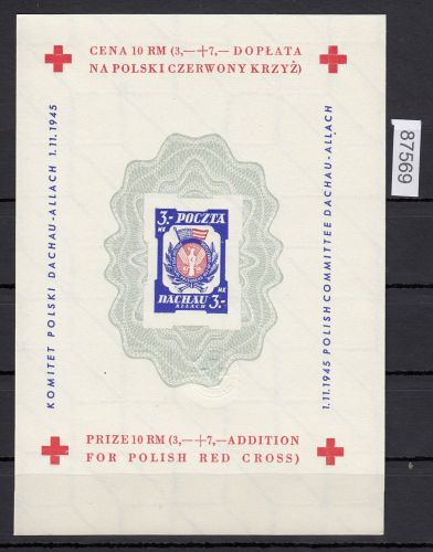 Dachau, Mich.-Nr.: Rotkreuz Block (*)   3 Mark mit Wz