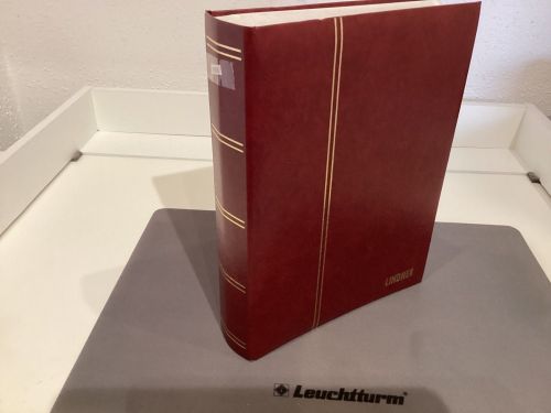 Briefmarkenalbum Einsteckalben  Lindner DIN A4  rot 64 weiße Seiten gebraucht