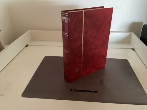 Briefmarkenalbum Einsteckalben  Lindner DIN A4  rot 64 weiße Seiten gebraucht