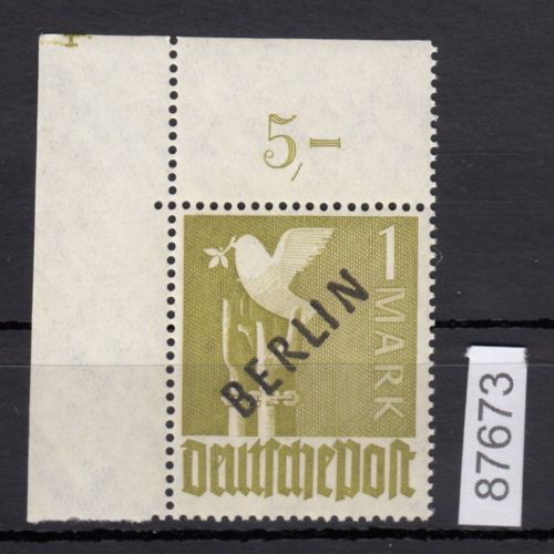 Berlin 1948, Mich.-Nr.: 17 ** Pl. Eckrand  geprüft   Plattennummer  Mi. 1200,00