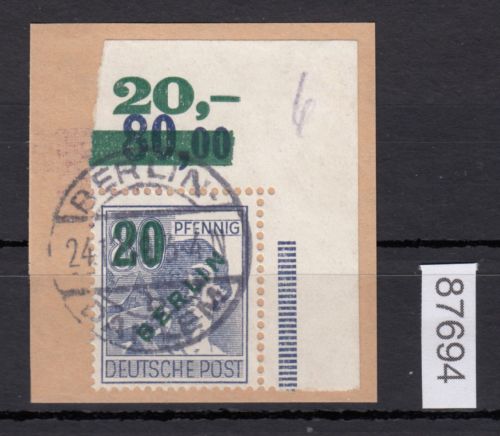 Berlin 1949, Mich.-Nr.:  66 gestempelt Eckrand  geprüft
