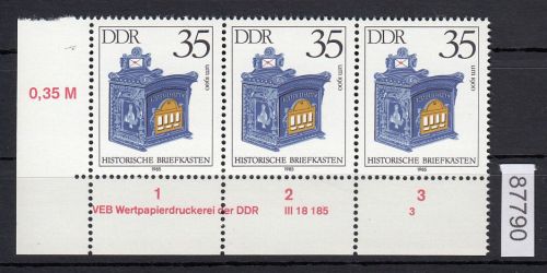 DDR 1985, Mich.-Nr.: 2926  ** DV  FNr. 3   Eckrand  Druckvermerk